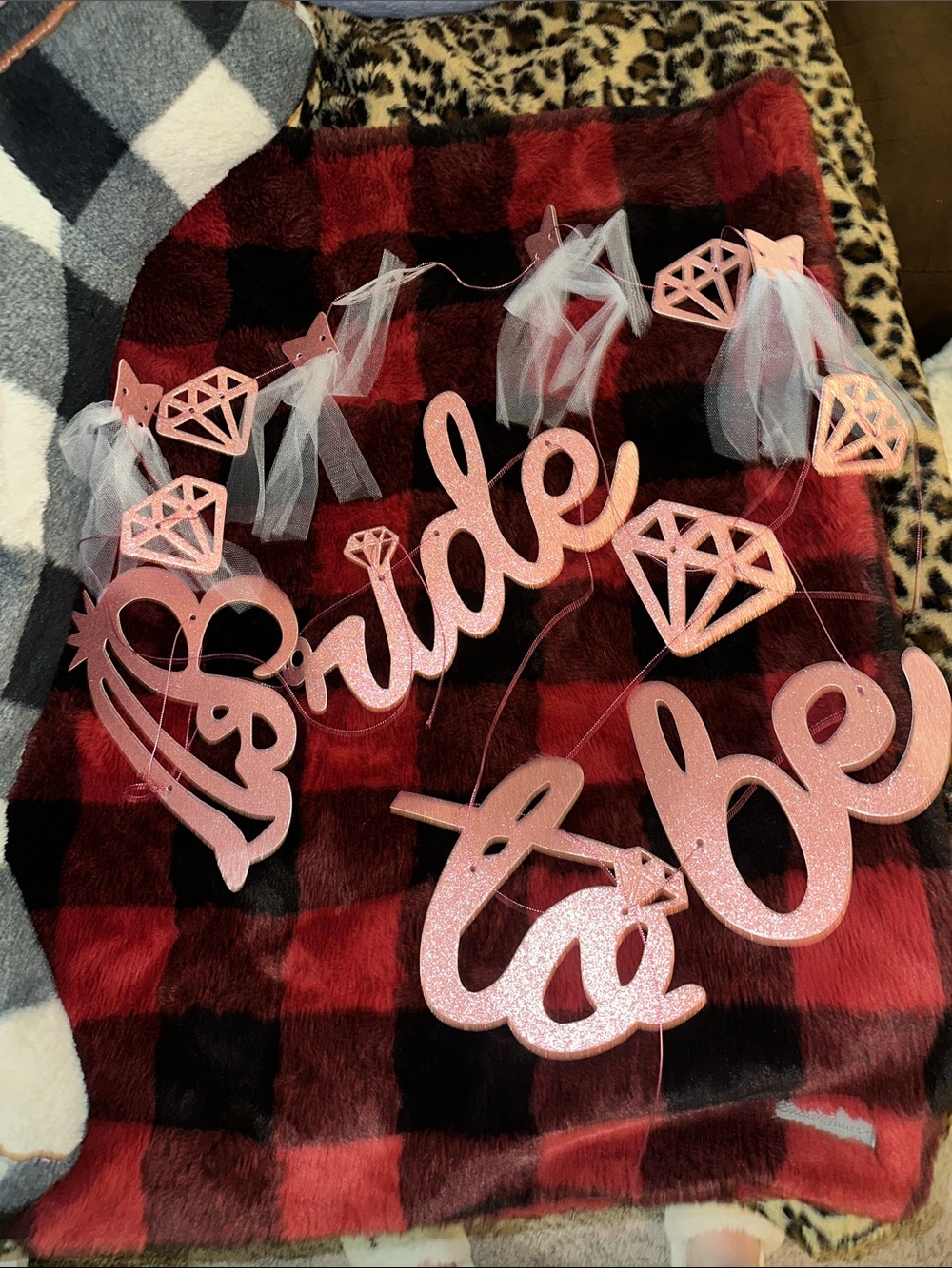 Party City Rose Pink Glitter 'Bride to Be' Banner with Diamond Accents